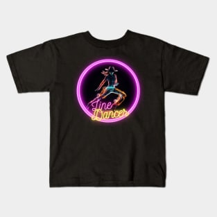 Neon Line Dancing Cowgirl Kids T-Shirt